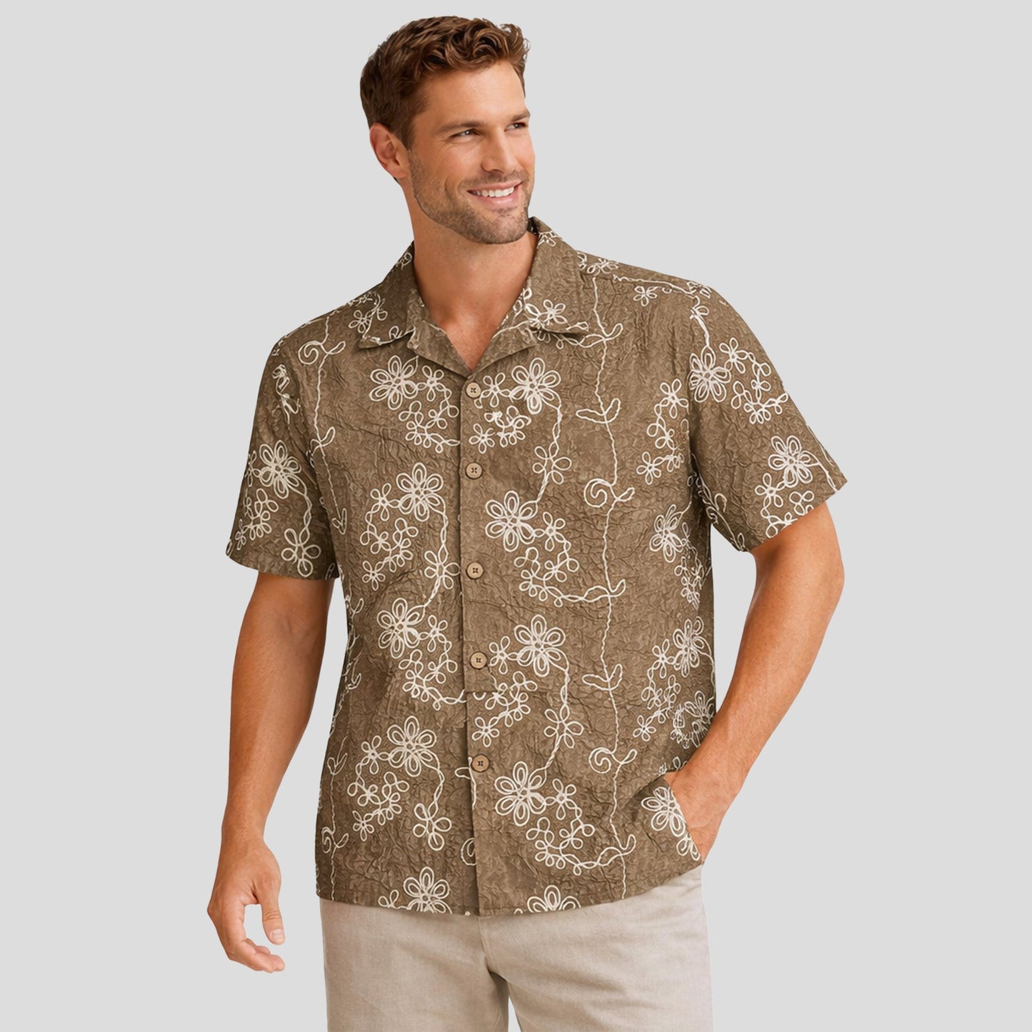 Rebel Jack Camisa Floral Tan