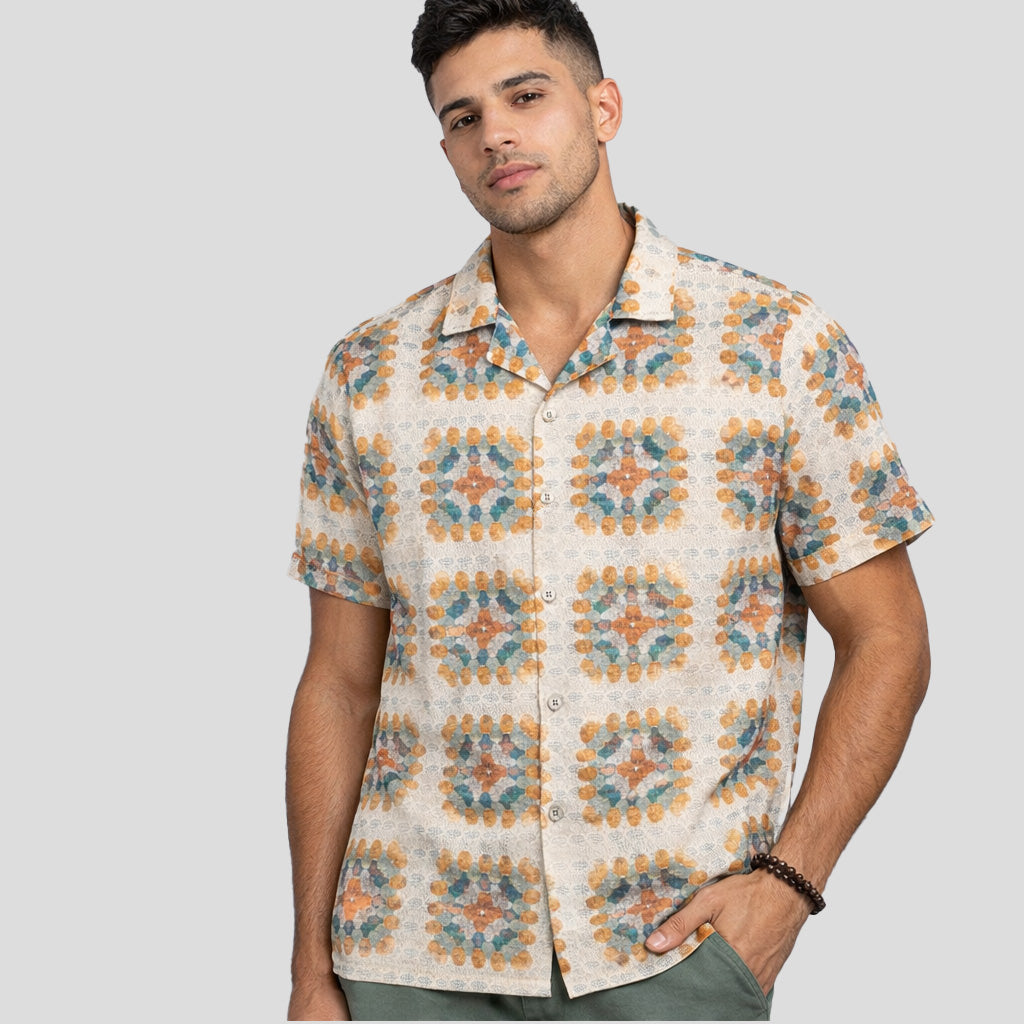 Rebel Jack Camisa Diseño Geometrico Tan