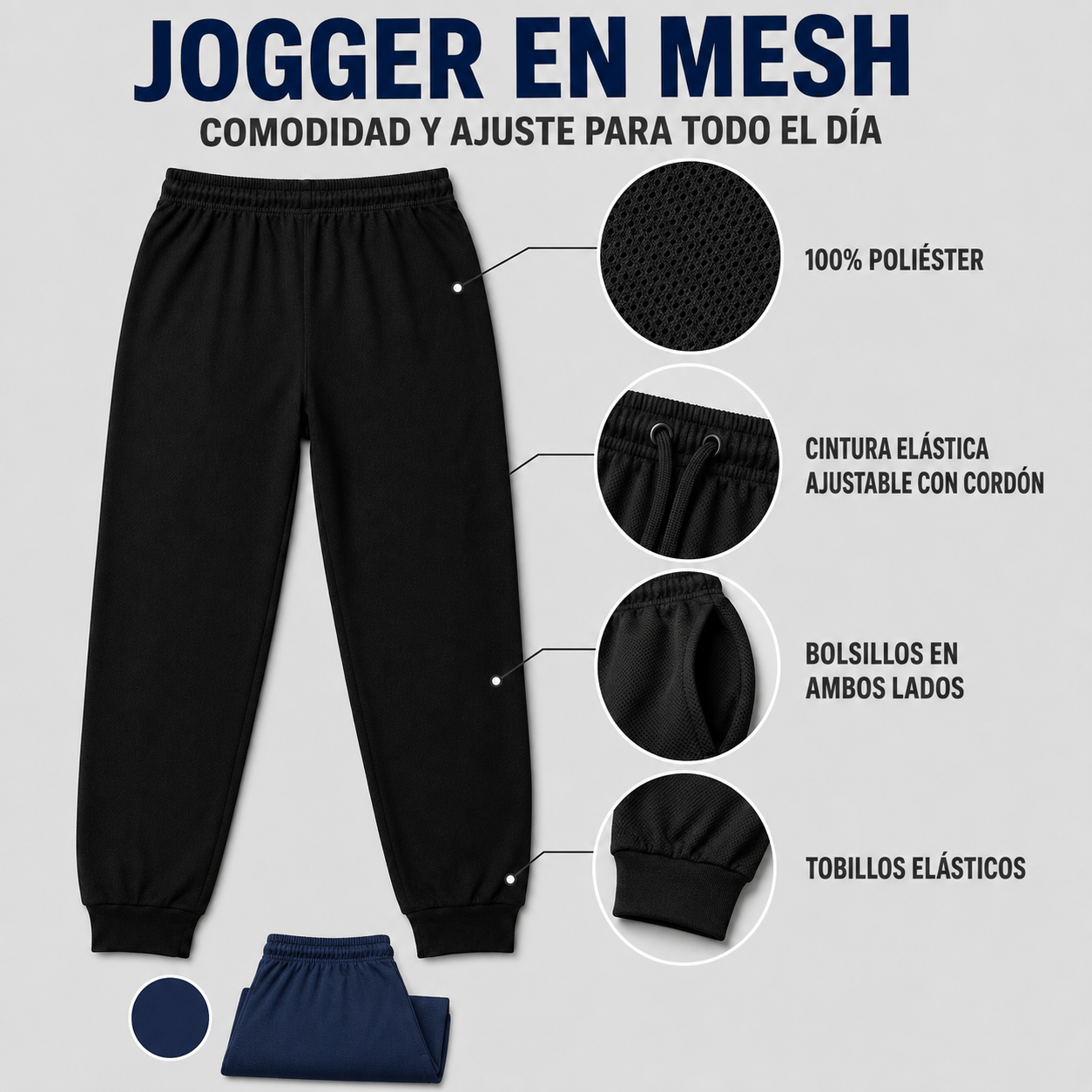 Malibu Jogger Mesh Plus Size para Jovenes y Adultos