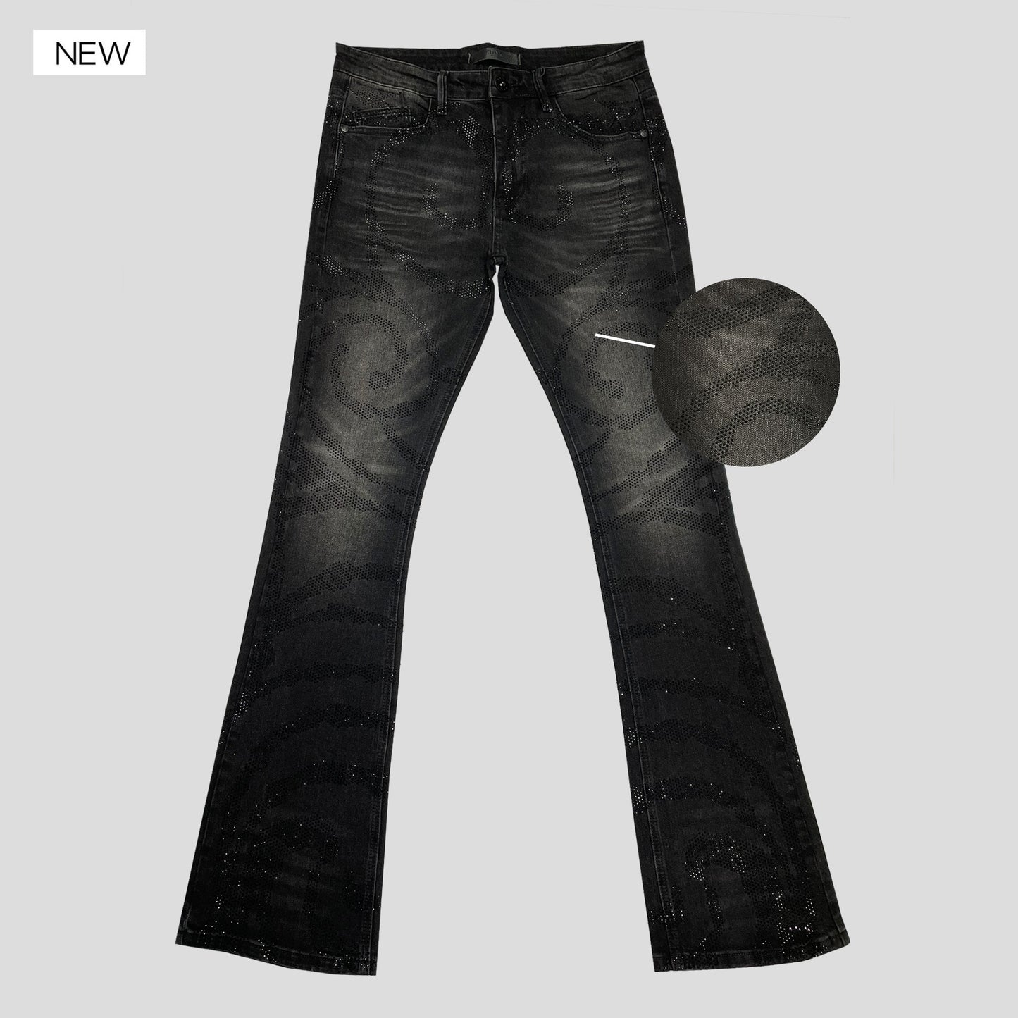 Black Rhinestone Jeans (KNDK4896)