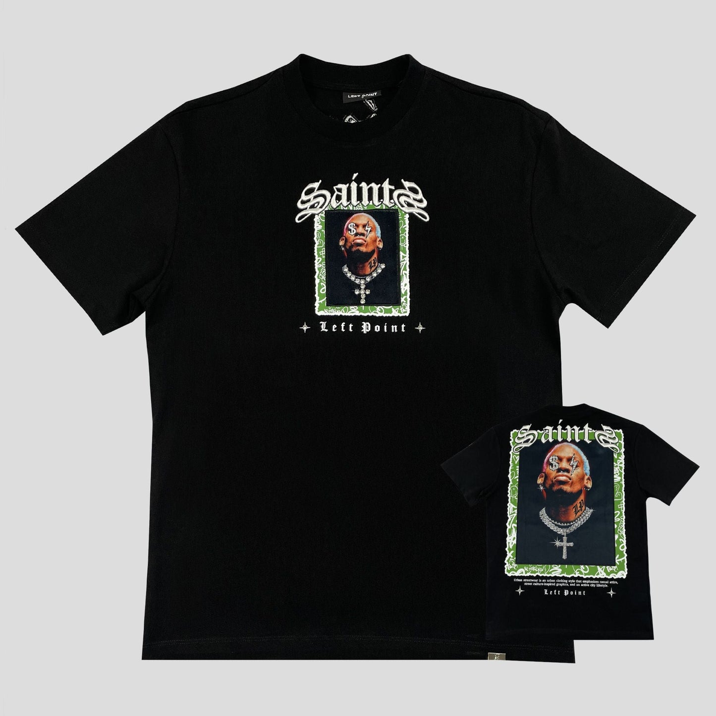 Left Point Boys “Saints” T-Shirt con Rhinestones