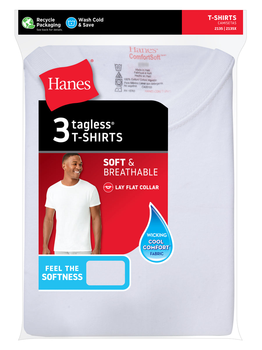 3 Pack - Hanes Men's White Crew T-Shirt Undershirts – Tiendas La