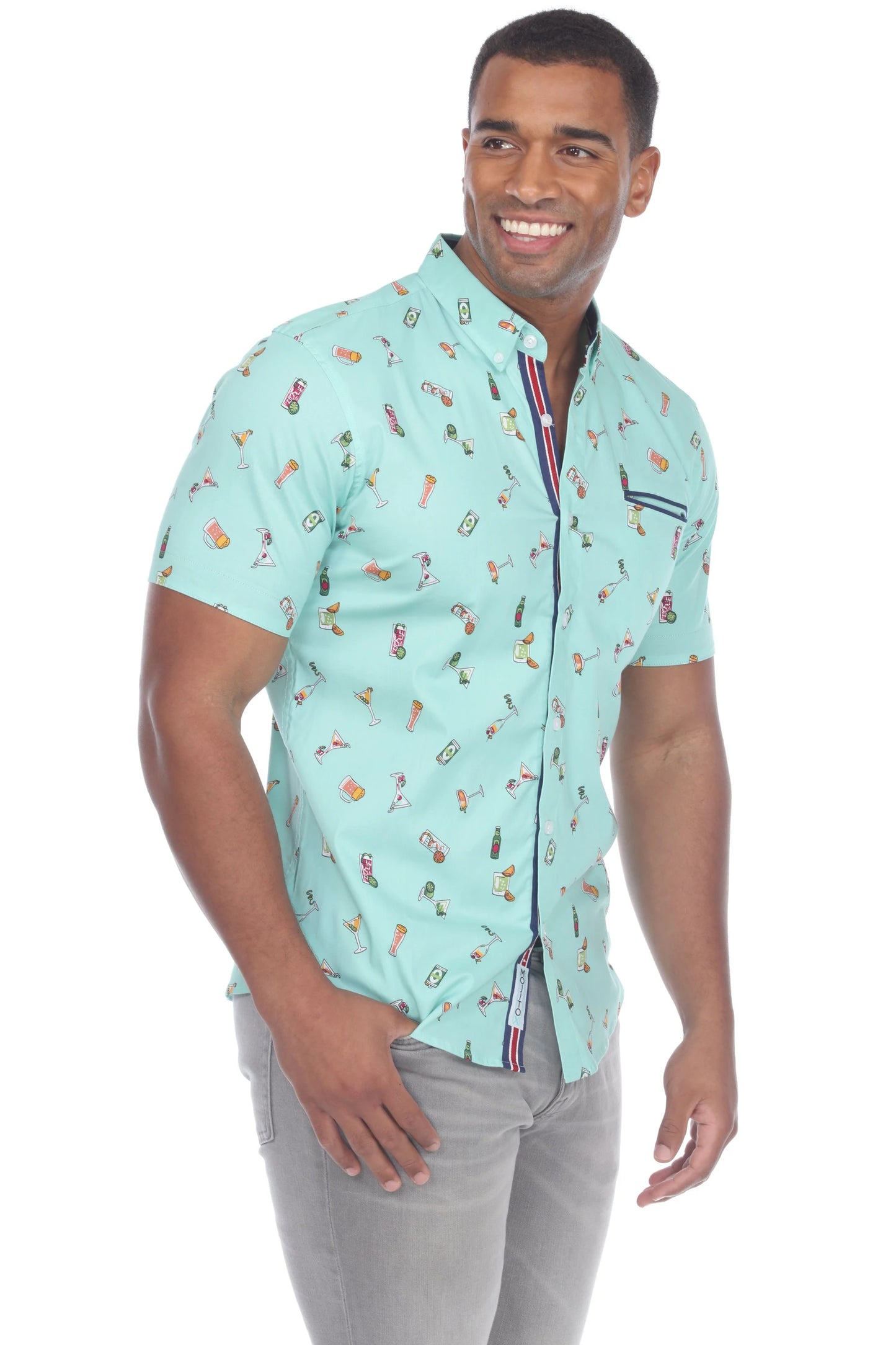 Mojito Slim Fit Button Down Short Sleeve Shirt