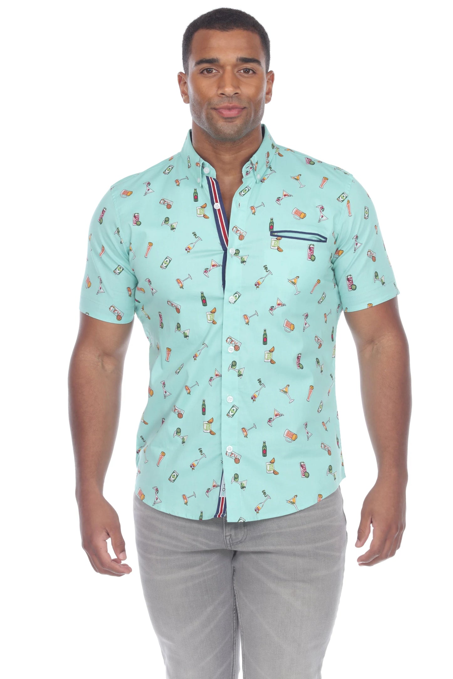 Mojito Slim Fit Button Down Short Sleeve Shirt