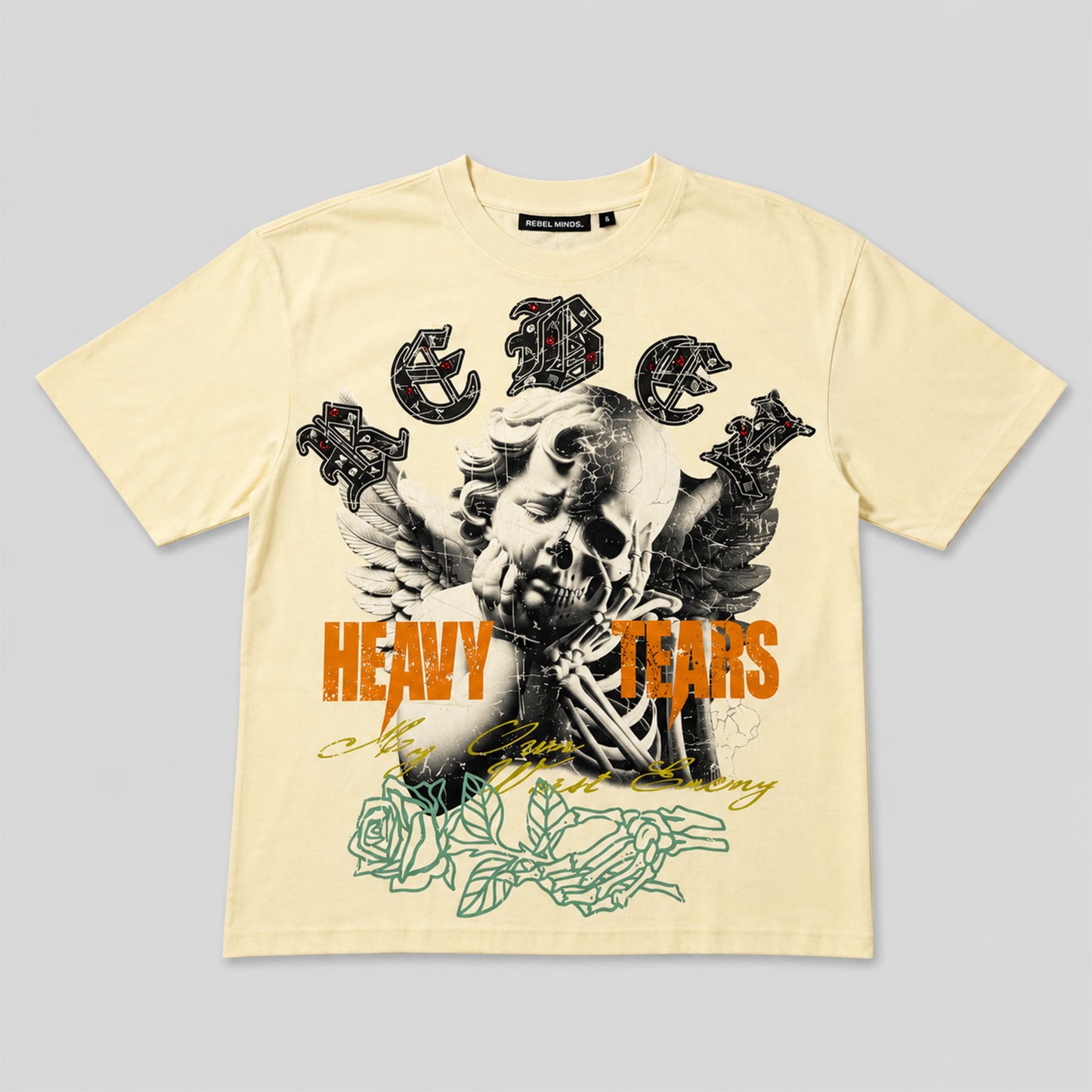 REBEL MINDS Crop T-Shirt con Rhinestones