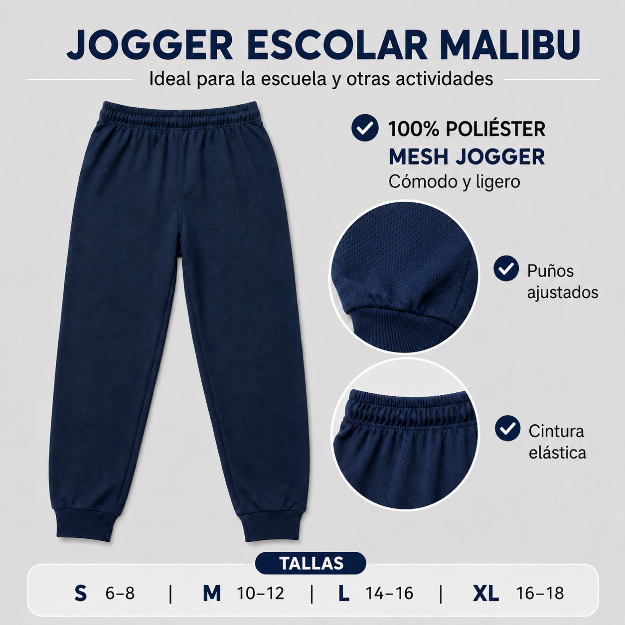 Malibu Joggers Escolares para Niños