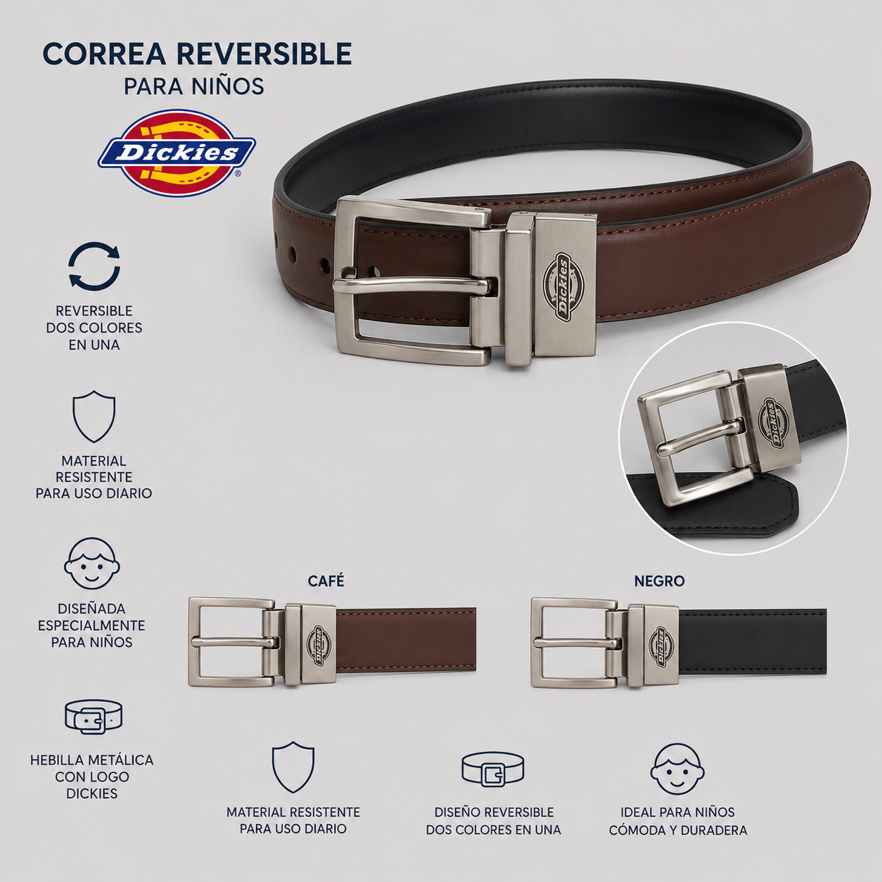Dickies Correa Reversible para Niños y Adultos