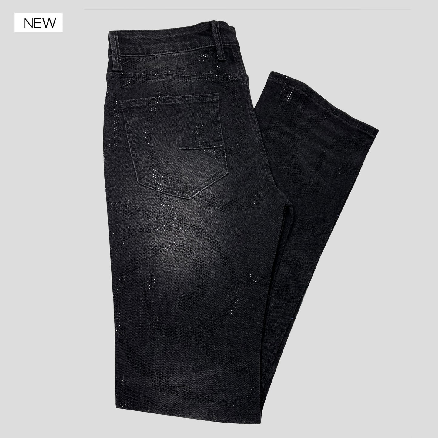 Black Rhinestone Jeans (KNDK4896)