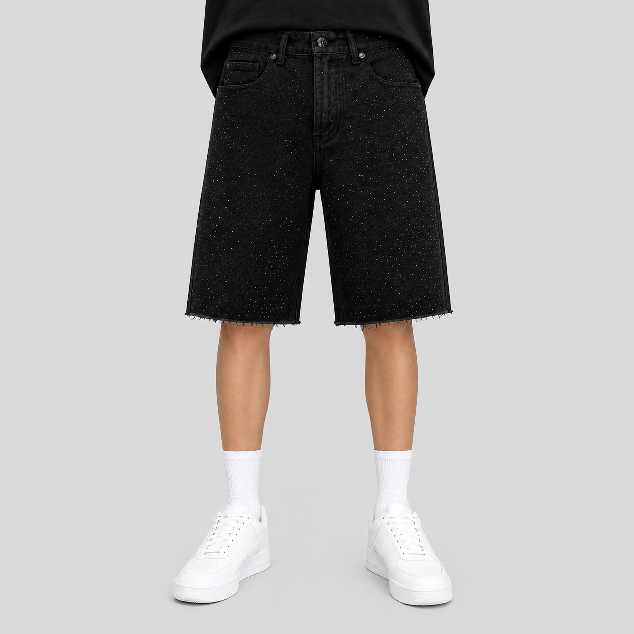 KDNK Shorts Mahon Rhinestones Negros