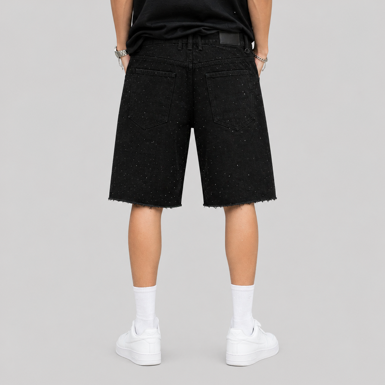 KDNK Shorts Mahon Rhinestones Negros