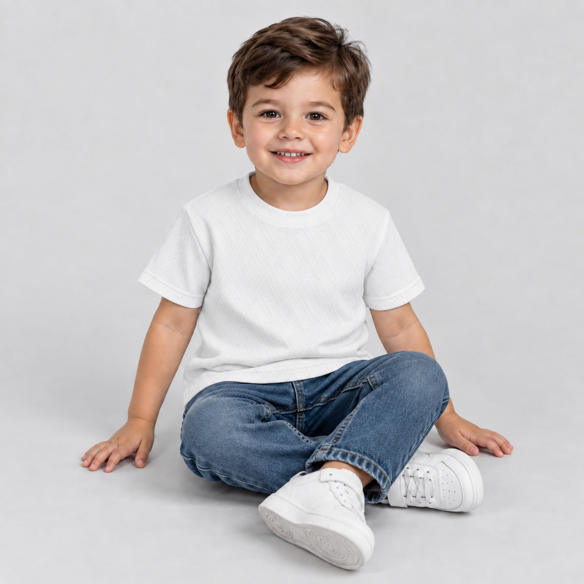 ABOVEMAN Boy's T-shirt de niño con textura geometrica