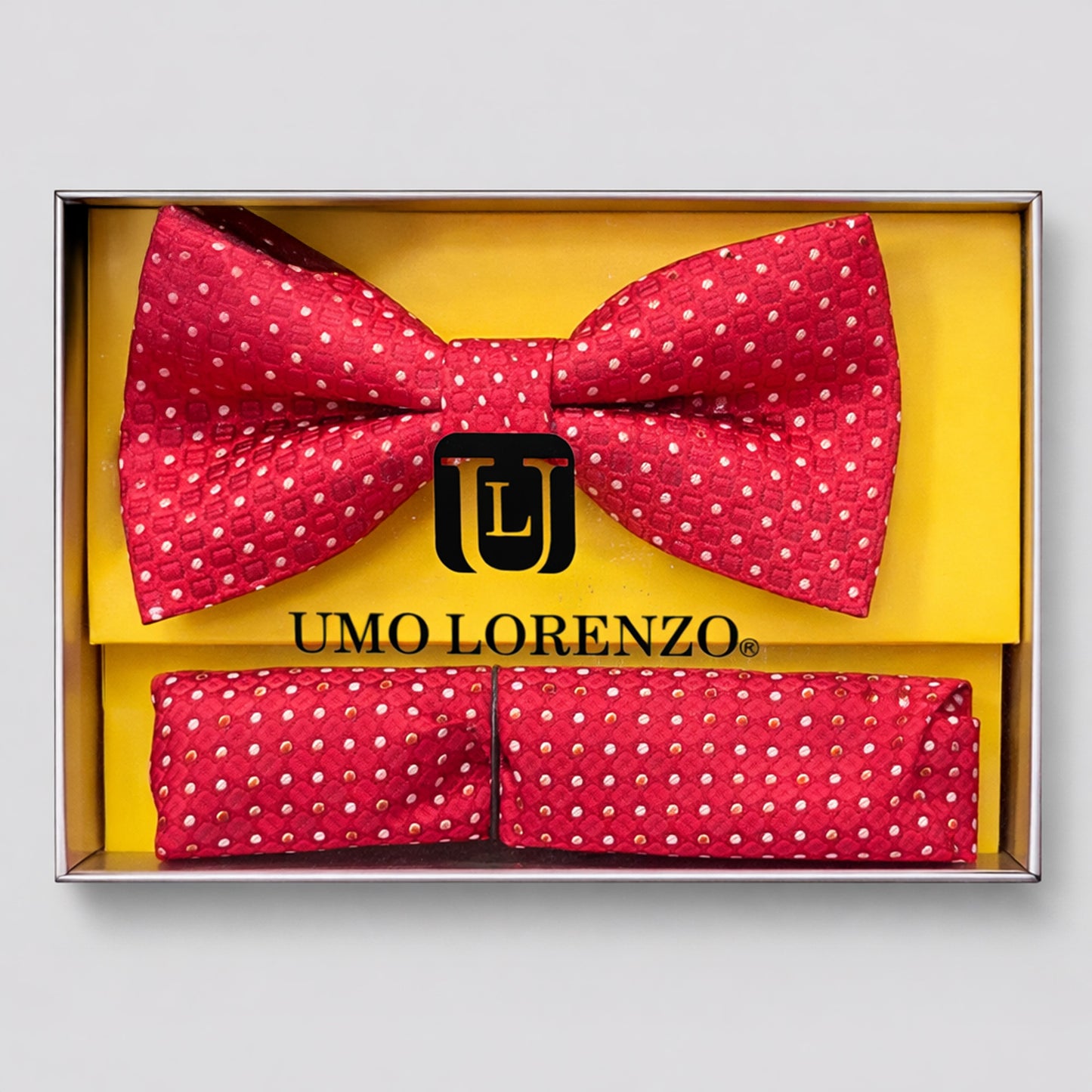 Umo Lorenzo Set de Lazo, Pañuelo y Lapel Pin en Seda
