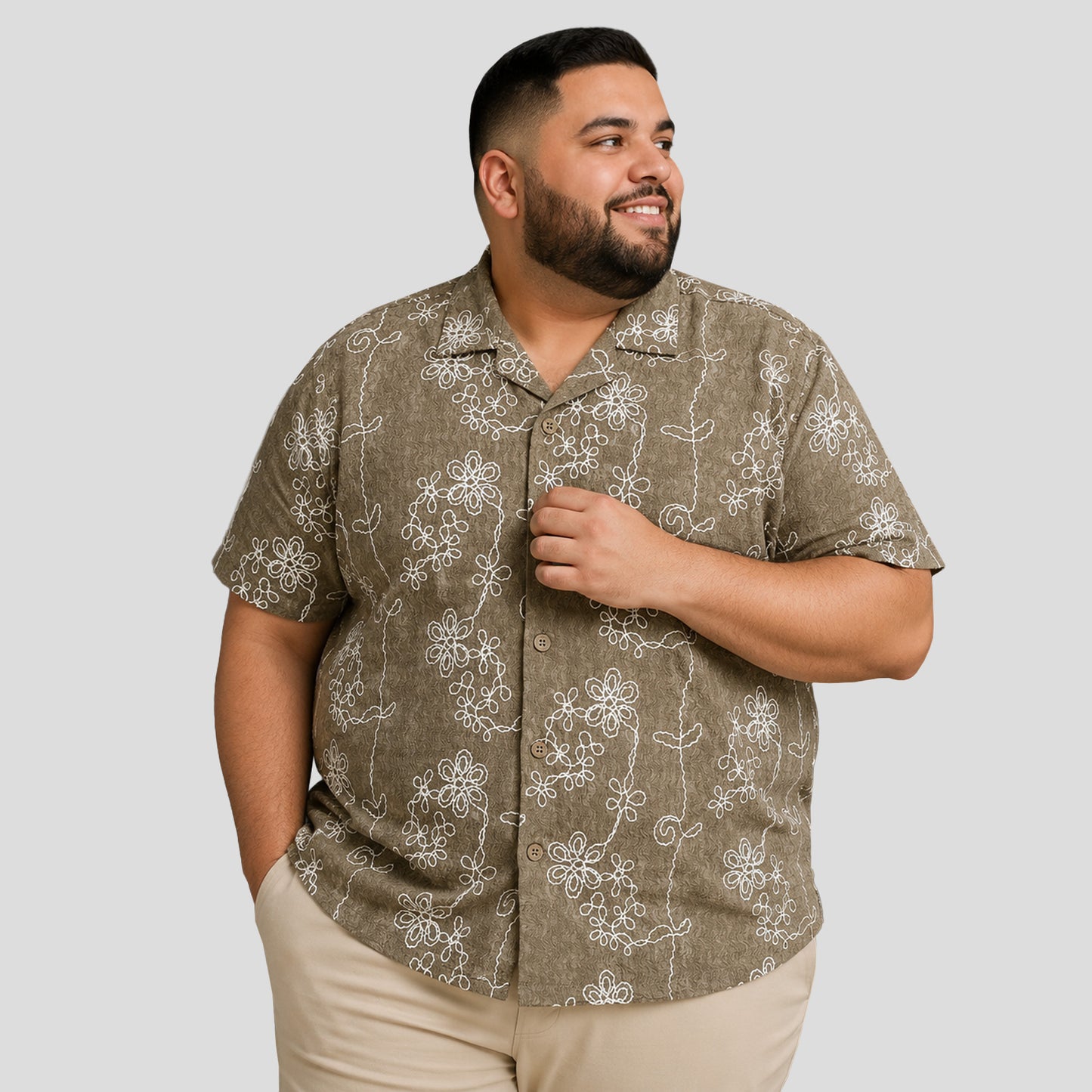 Rebel Jack Camisa  Floral Tan Plus Size