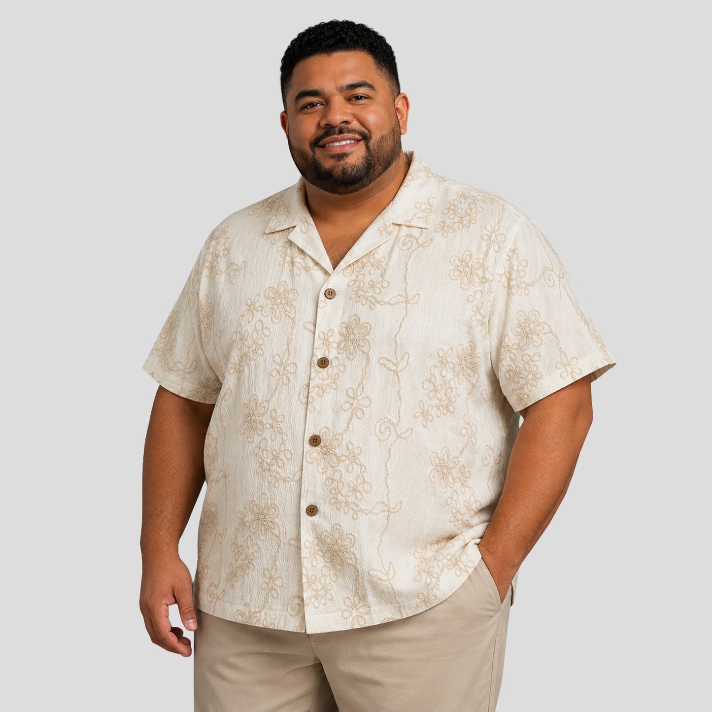 Rebel Jack Camisa Floral White Plus Size