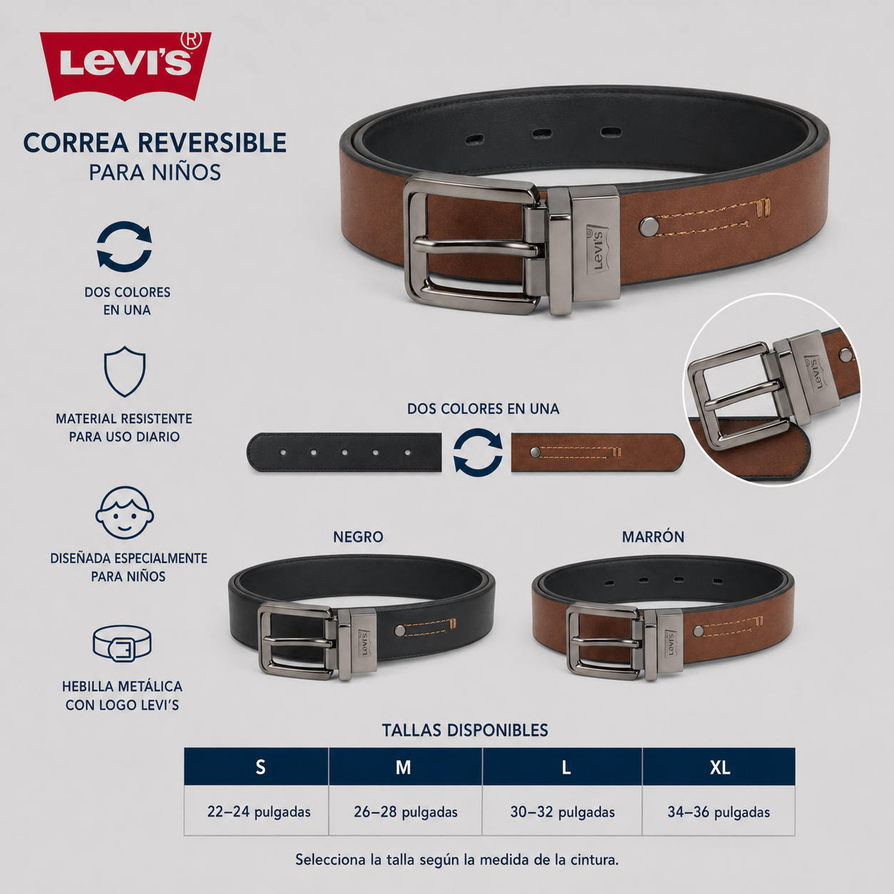 Levi's Correa Reversible para Niños