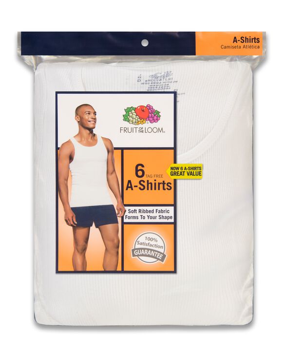 Fruit Of The Loom Men's White A-Shirts - 6 Pack