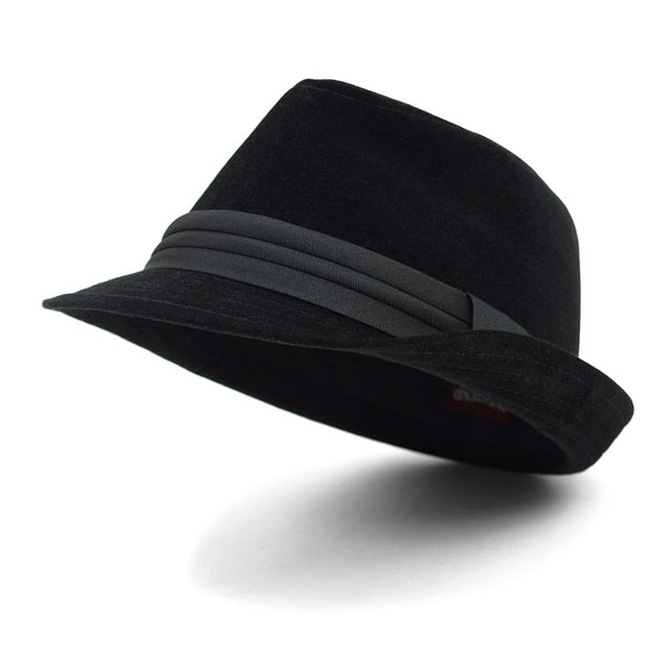Velvet Trilby Fedora Hat with Band Trim