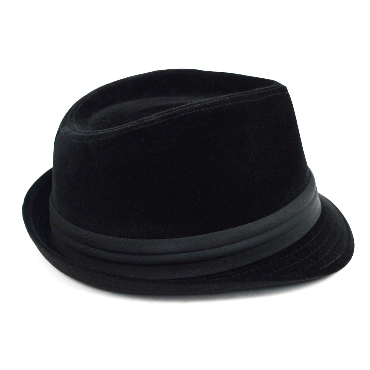 Velvet Trilby Fedora Hat with Band Trim