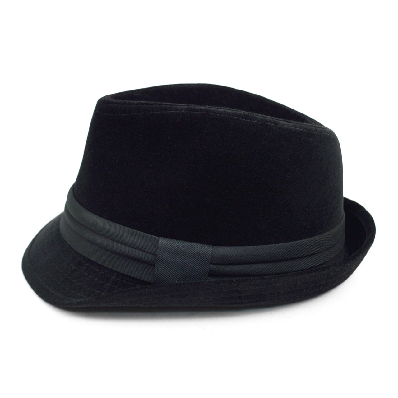 Velvet Trilby Fedora Hat with Band Trim