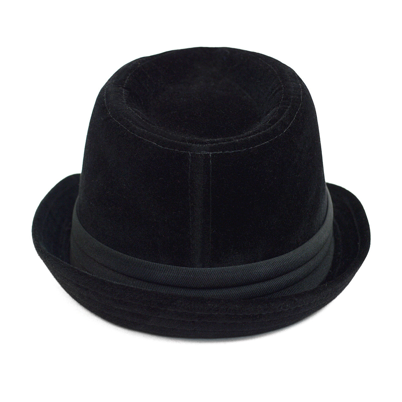 Velvet Trilby Fedora Hat with Band Trim