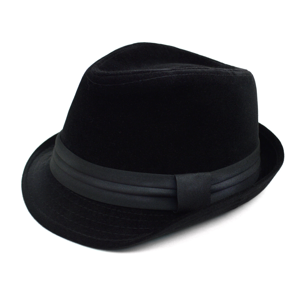 Velvet Trilby Fedora Hat with Band Trim