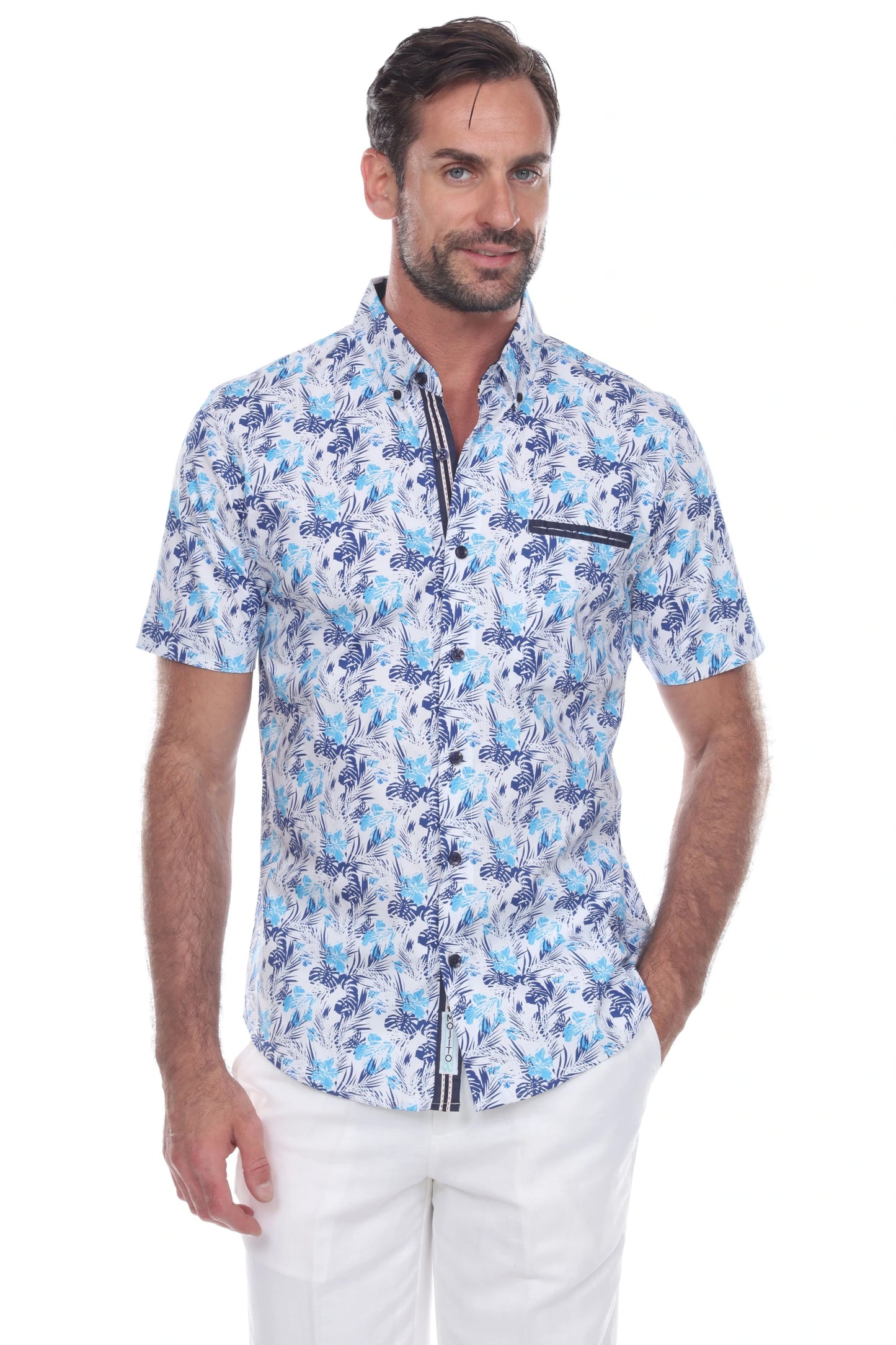Mojito Slim Fit Button Down Short Sleeve Shirt