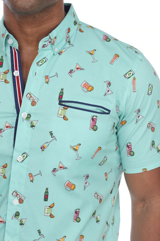 Mojito Slim Fit Button Down Short Sleeve Shirt