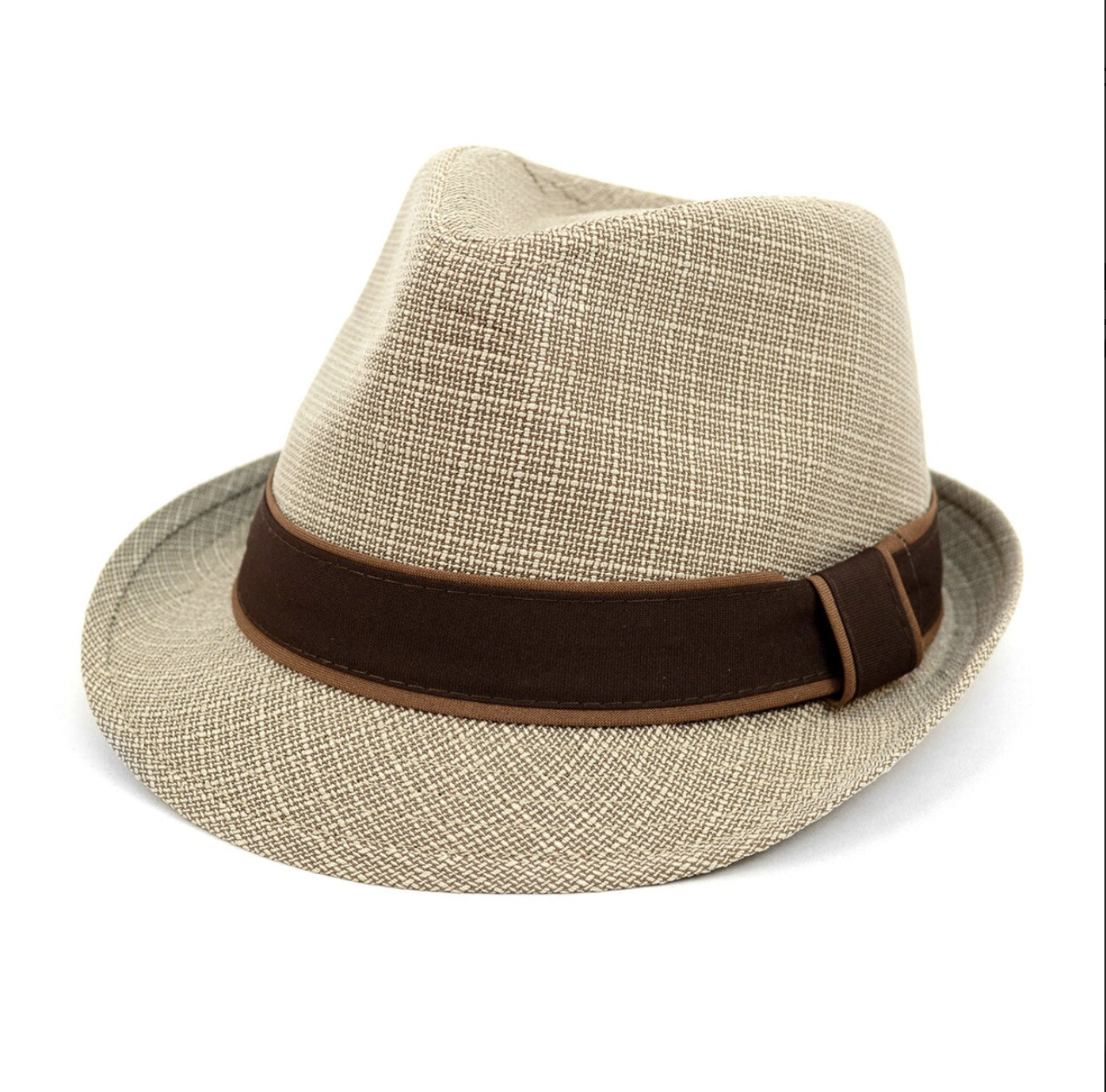 Trilby Fedora Hat with Brown Band Trim