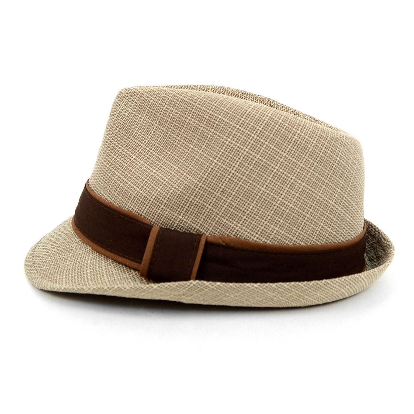 Trilby Fedora Hat with Brown Band Trim