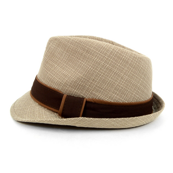 Trilby Fedora Hat with Brown Band Trim