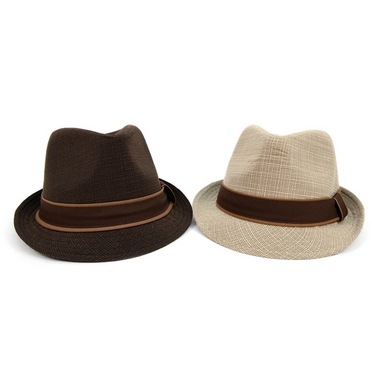 Trilby Fedora Hat with Brown Band Trim