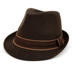 Trilby Fedora Hat with Brown Band Trim