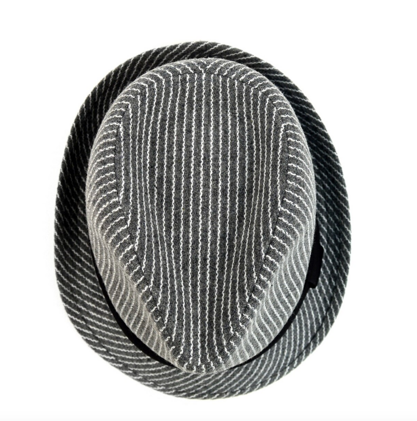 Striped Trilby Fedora Hat with Black Band Trim