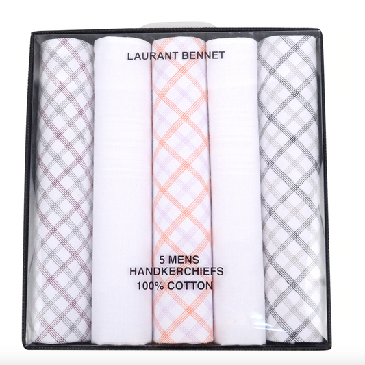 Boxed Cotton Handkerchiefs 5pcs Set